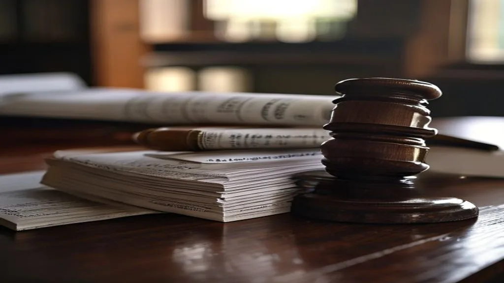 Official government policy documents and a gavel on a desk, representing AI regulation and compliance